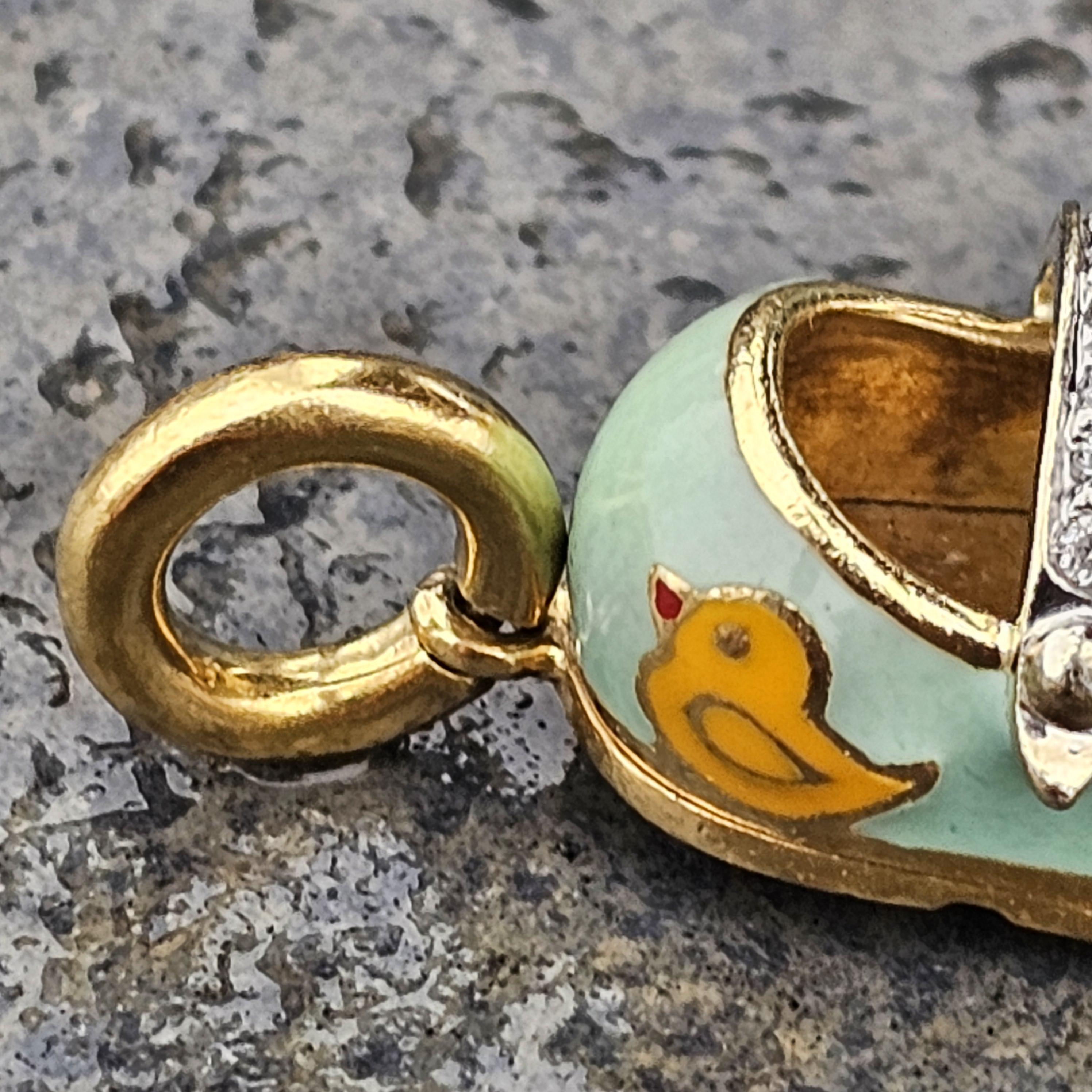 Aaron Basha Rubber Duckie Enamel Diamond Shoe Charm Pendant 18k yellow Gold 3000 1