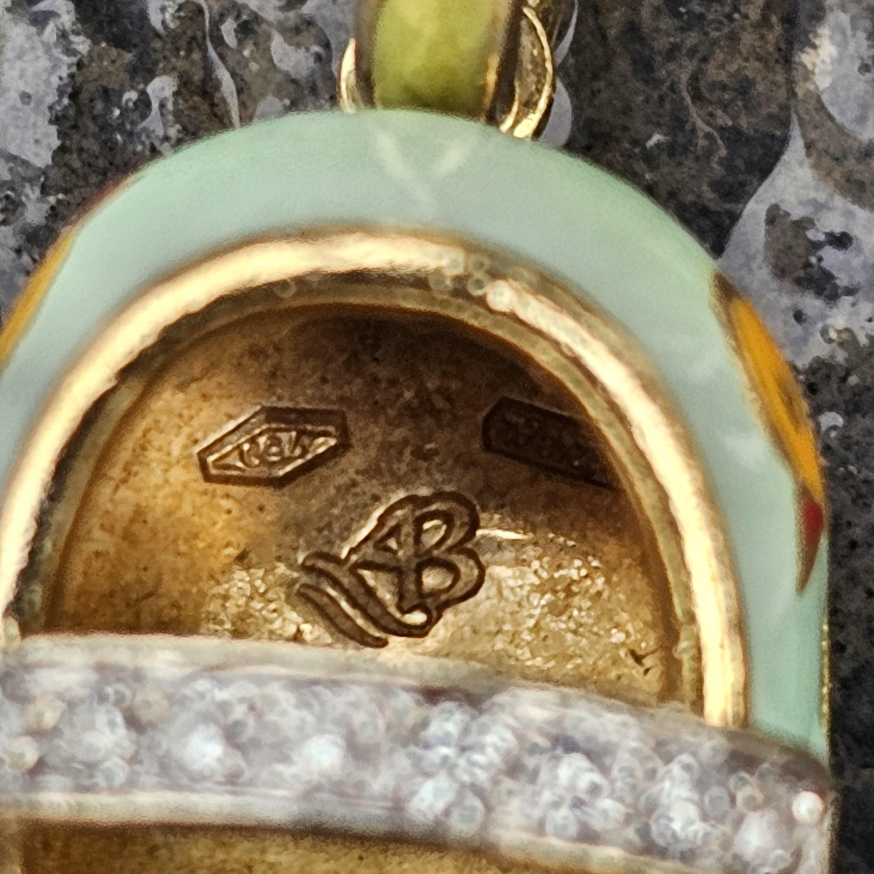 Aaron Basha Rubber Duckie Enamel Diamond Shoe Charm Pendant 18k yellow Gold 3000 3