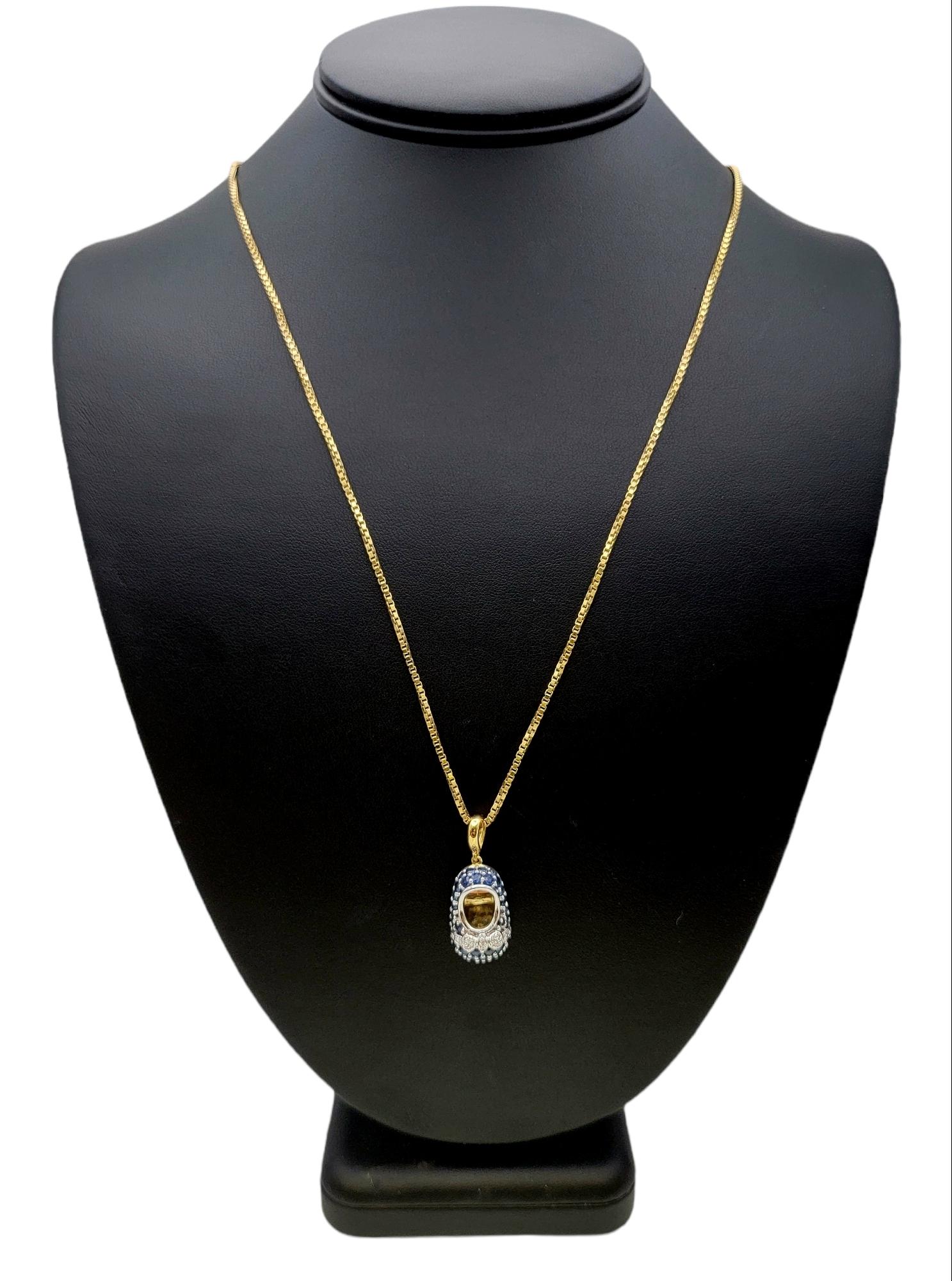 Aaron Basha Sapphire and Diamond Baby Shoe Pendant / Charm in 18 Karat Gold For Sale 2