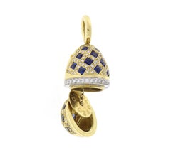 Aaron Basha Sapphire and Diamond Egg Charm Pendant