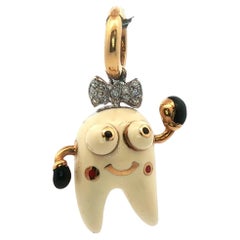 Aaron Basha Tooth Fairy Diamond 18 Karat Yellow Gold Charm