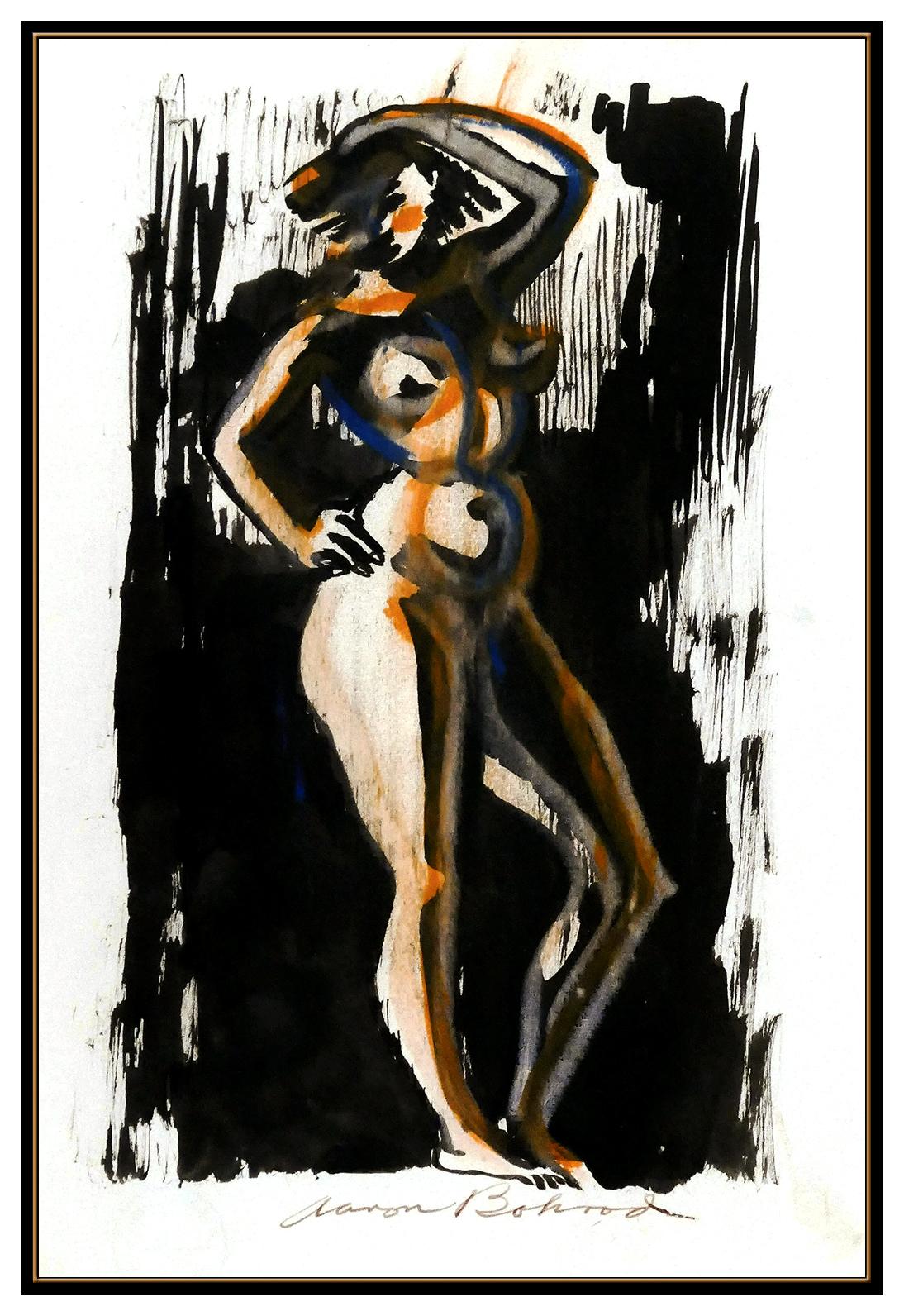 Aaron Bohrod Gouache Original Painting Signed Nude Figurative Illustration Art For Sale 1