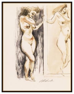 Aaron Bohrod Original Painting Signed Female Woman Figurative Framed Artwork SBO