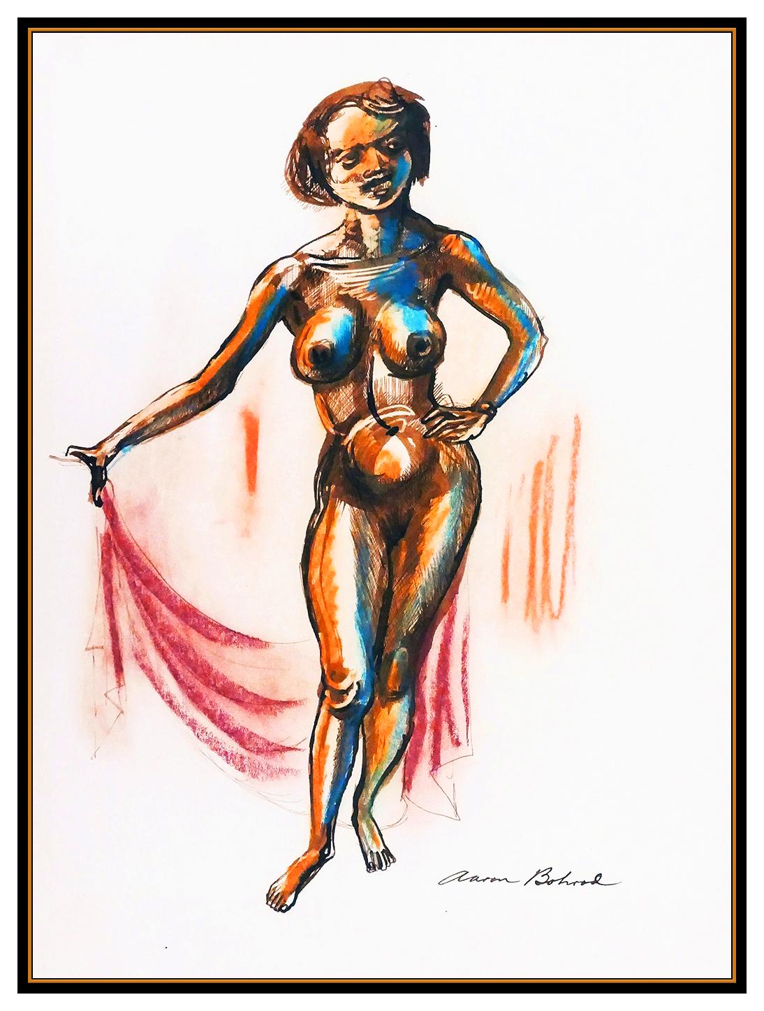 Aaron Bohrod Original Painting Signed Nude Female Nude Illustration Pastel Art For Sale 1