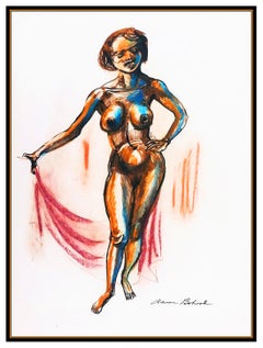 Aaron Bohrod Original Painting Signed Nude Female Nude Illustration Pastel Art