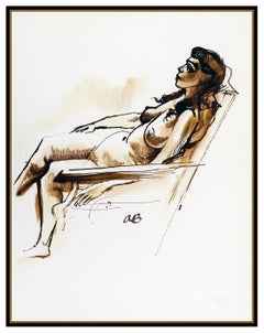 Aaron Bohrod Original Painting Signed Nude Female Portrait Illustration Artwork