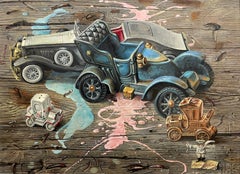 „Autobiografie“ Aaron Bohrod, Pun Humor, Autos, Realismus, Motorrads