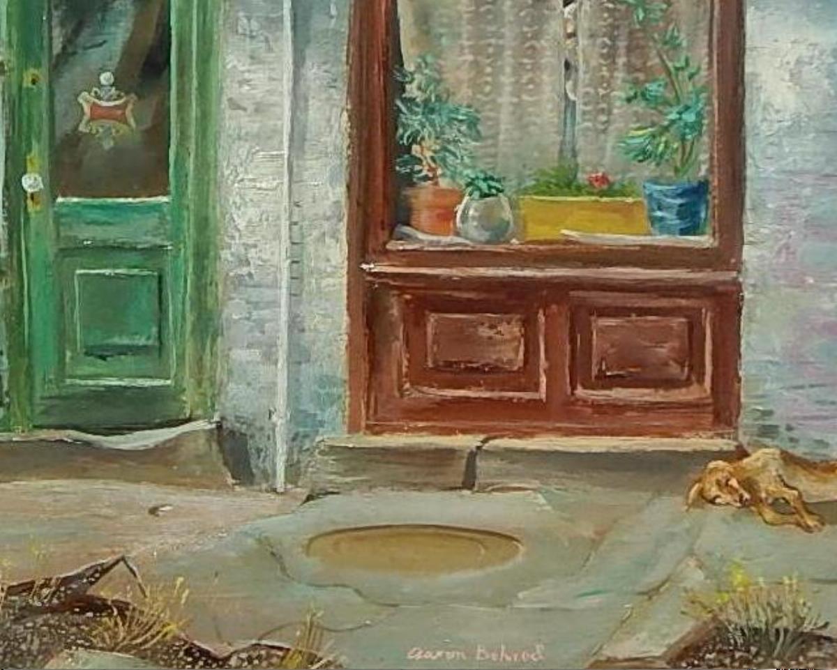 Pittura ad olio dell'artista di Chicago/Wisconsin Aaron Bohrod, anni '40 circa, Finestre di negozi in vendita 3