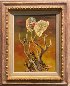 "Faun and Fawn" Aaron Bohrod, Realist Still Life, Deer and Putti