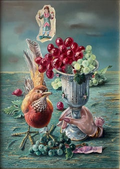 "Grapes with Asian Bird from Hong Kong, " Aaron Bohrod Whimsical Still Life