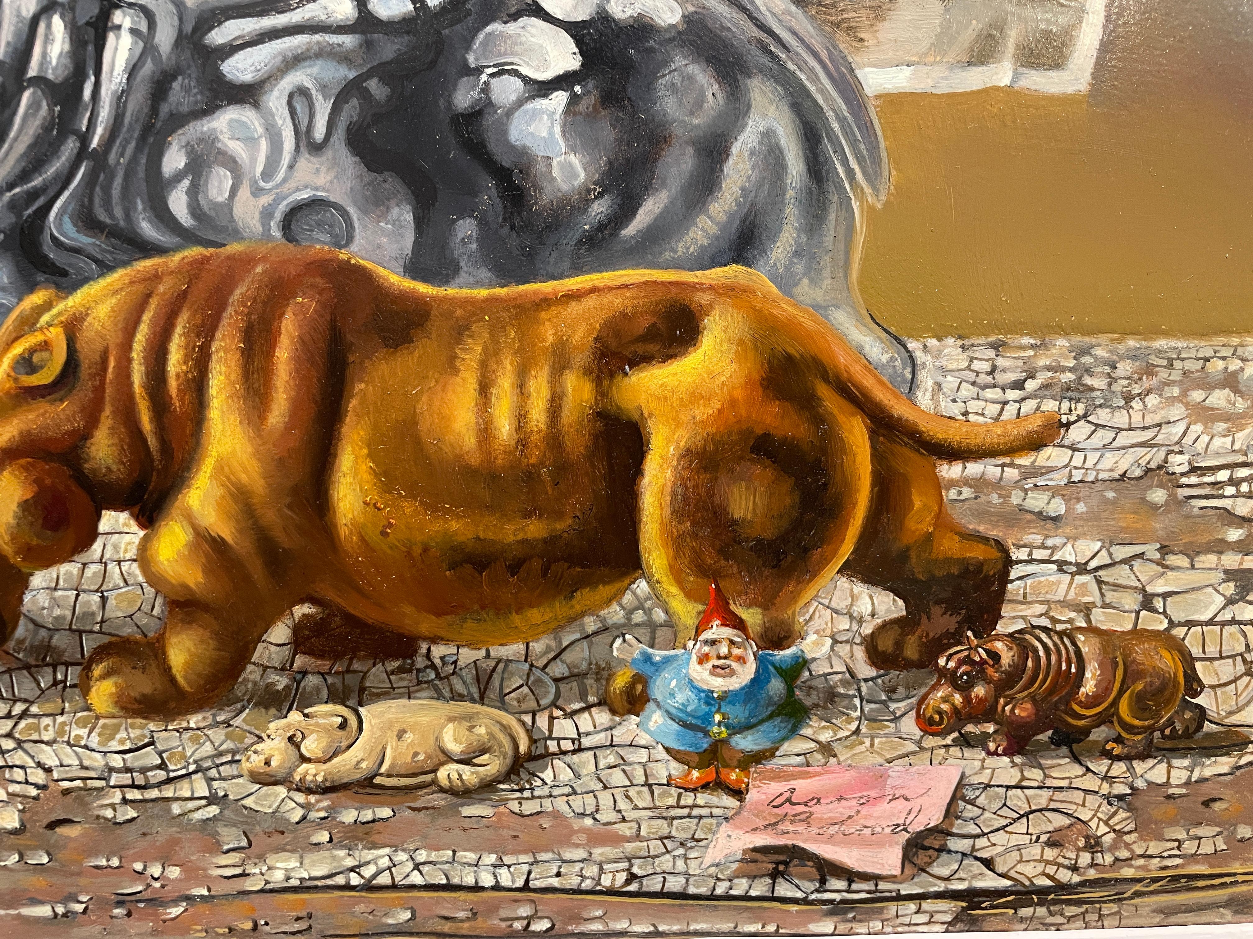 „Hippopotami“ Aaron Bohrod, Pun Humor, Afrikanische Safari, Realismus-Stillleben im Angebot 2