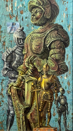"Knight After Knight" Aaron Bohrod, Pun Humor, Medieval Magic Realism Still Life