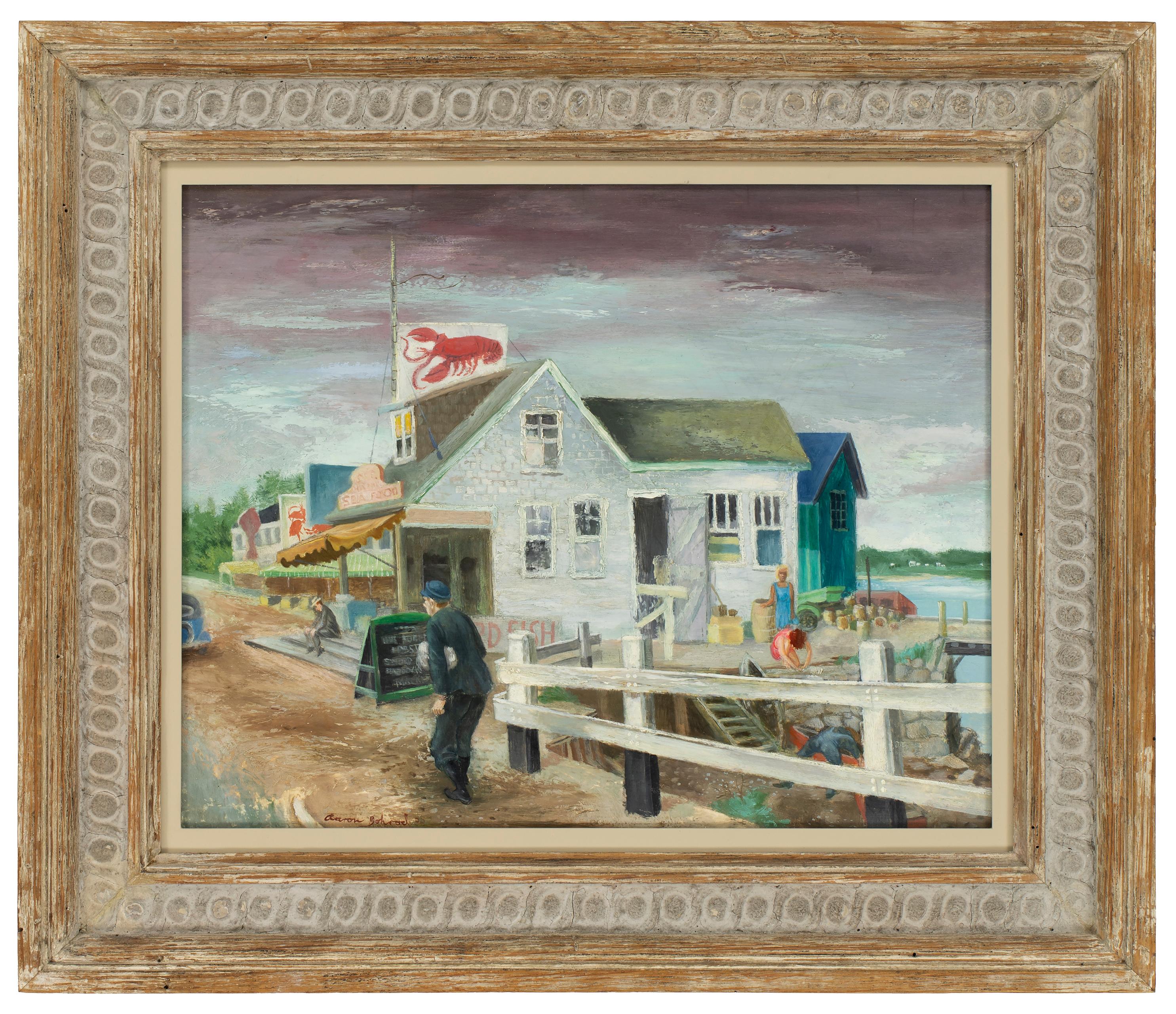 Oil on Masonite Painting Titled "Lobster Shack", by Aaron Bohrod, 1938