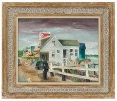 Vintage Oil on Masonite Painting Titled "Lobster Shack", by Aaron Bohrod, 1938