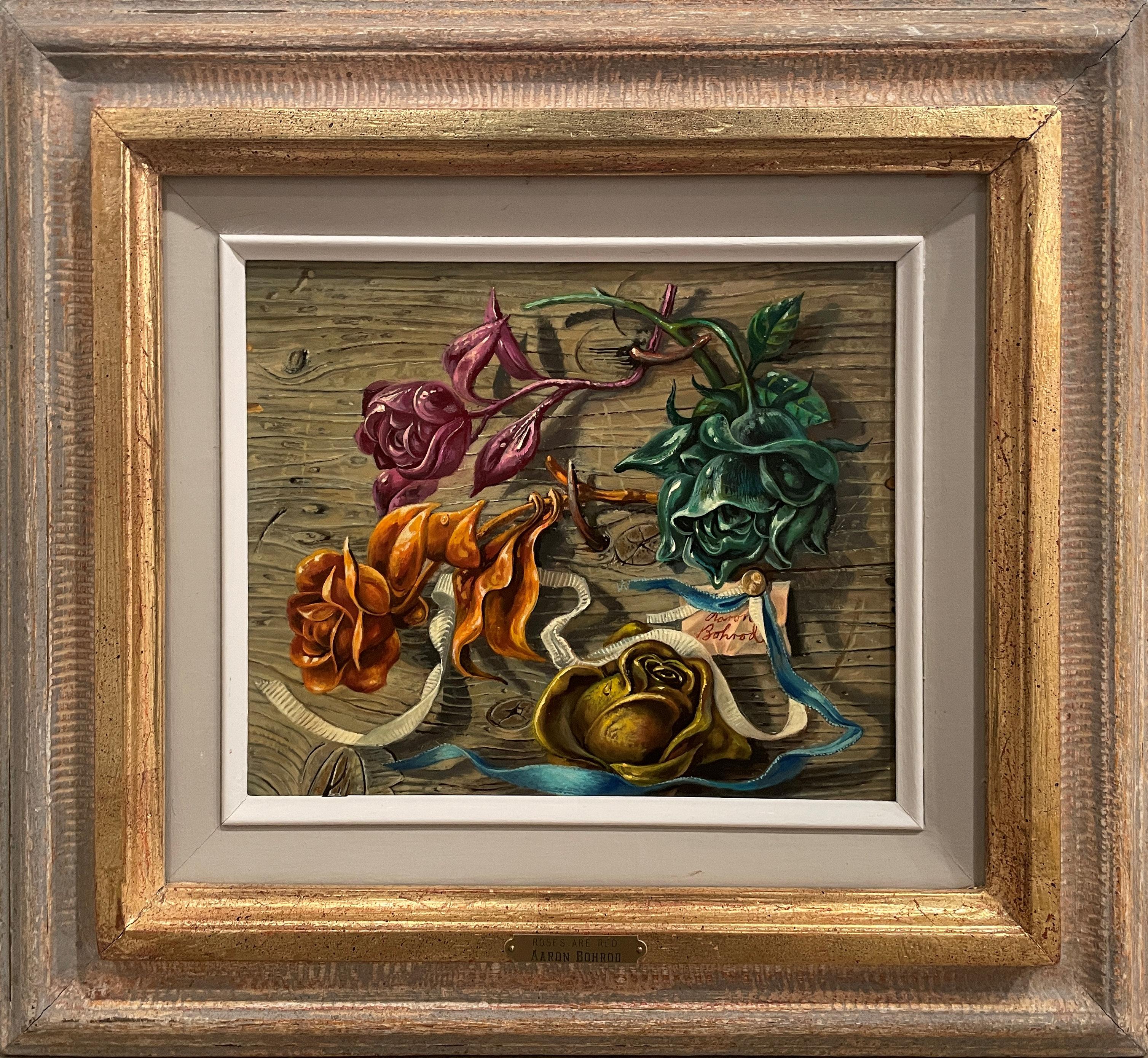 „Roses are Red“ Aaron Bohrod, Pun Humor, magischer Realismus, farbenfrohe Blumen im Angebot 1