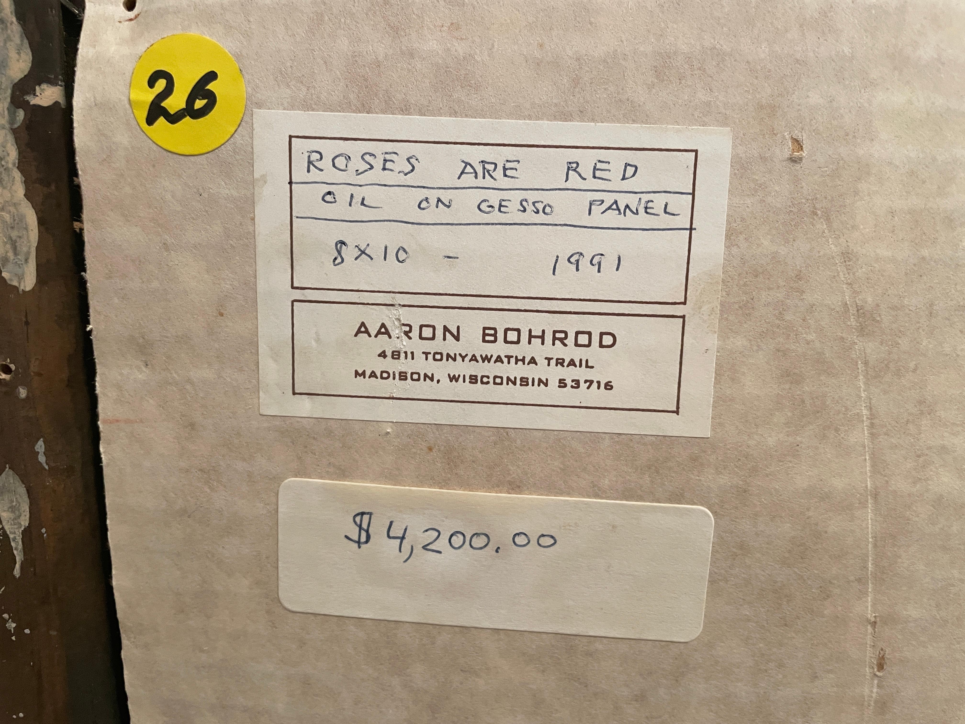 „Roses are Red“ Aaron Bohrod, Pun Humor, magischer Realismus, farbenfrohe Blumen im Angebot 6