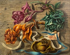 "Roses are Red" Aaron Bohrod, Pun Humor, Magic Realism, Colorful Flowers