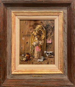 "Latte versato" Aaron Bohrod, umorismo, realismo magico, surrealismo, gattino, mucca