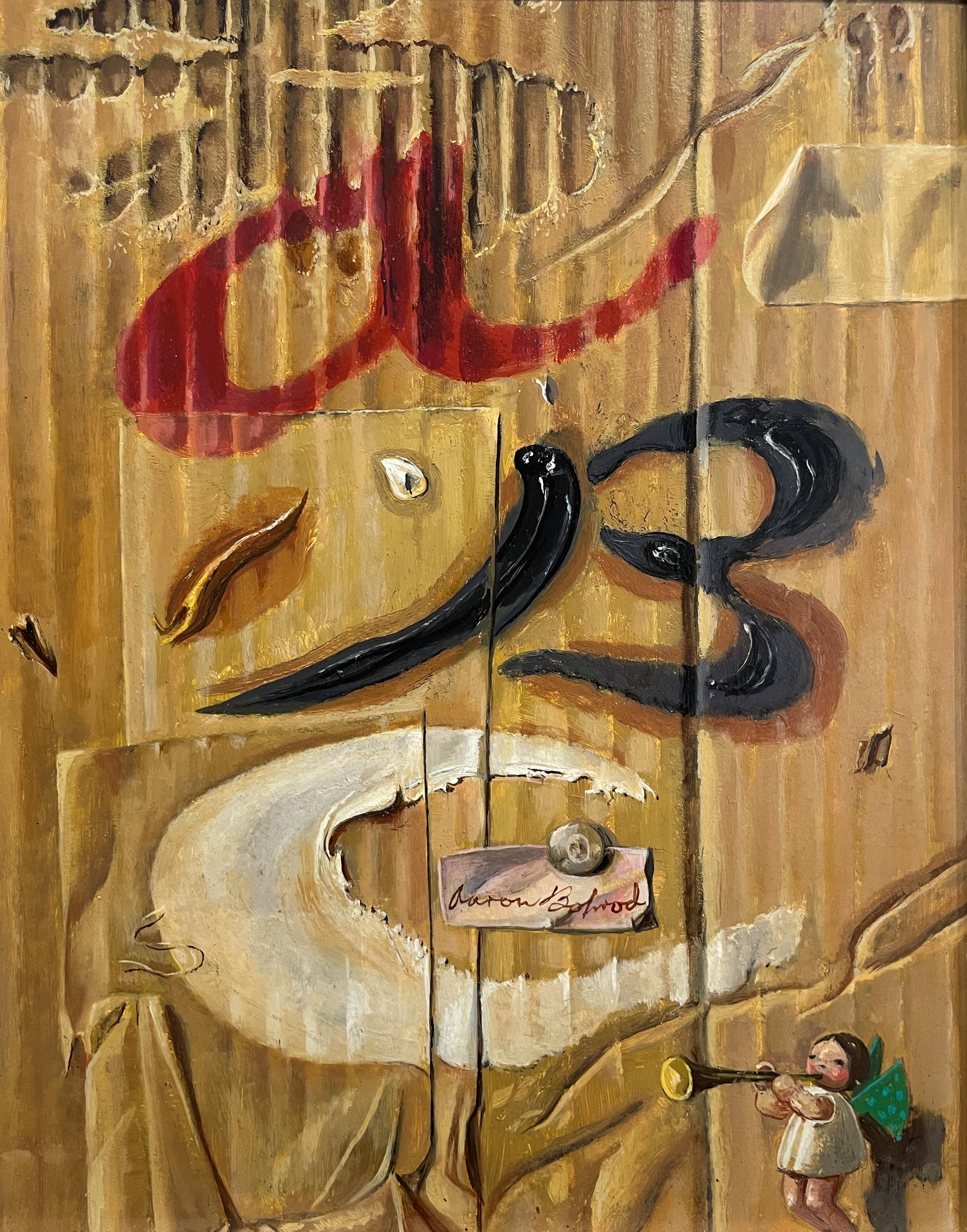 Aaron Bohrod
Die Anfänge, 1990
Gezeichnetes Zentrum
Öl auf Gessokarton
10 x 8 Zoll

Aaron Bohrods Arbeit ist nicht auf einen Stil oder ein Medium beschränkt. Zunächst als regionalistischer Maler amerikanischer Szenen, insbesondere aus seiner