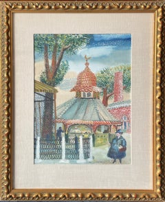 "The Kiosk, Lincoln Park Zoo, Chicago" Aaron Bohrod, WPA Midwestern Regionalism