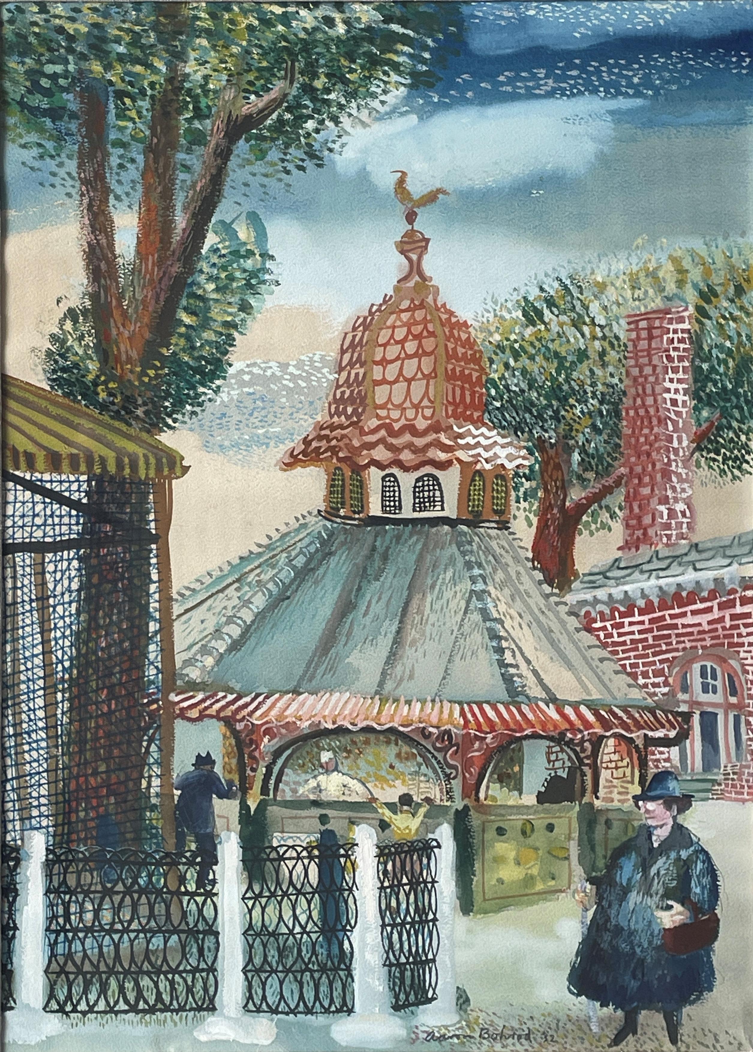 Aaron Bohrod
The Kiosk, Lincoln Park Zoo, Chicago, 1932
Signed and dated lower right
Watercolor on paper
17 x 12 inches

Provenance:
The artist
Everett Oehlschlager Galleries, Chicago
Private Collection, Massachusetts

Known for a range of work in