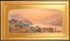 Antique Huge Victorian Scottish Painting, Loch Long Arrochar at Sunset, listed artist