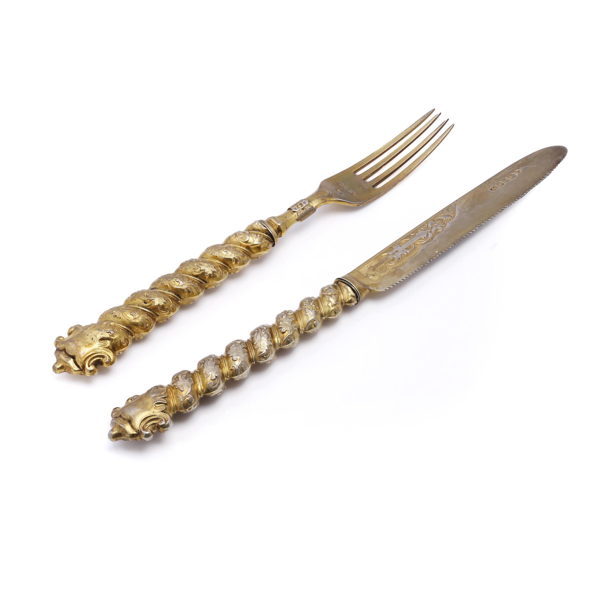 Set di posate d'argento e dorate Aaron Hatfield & Sons in vendita 1