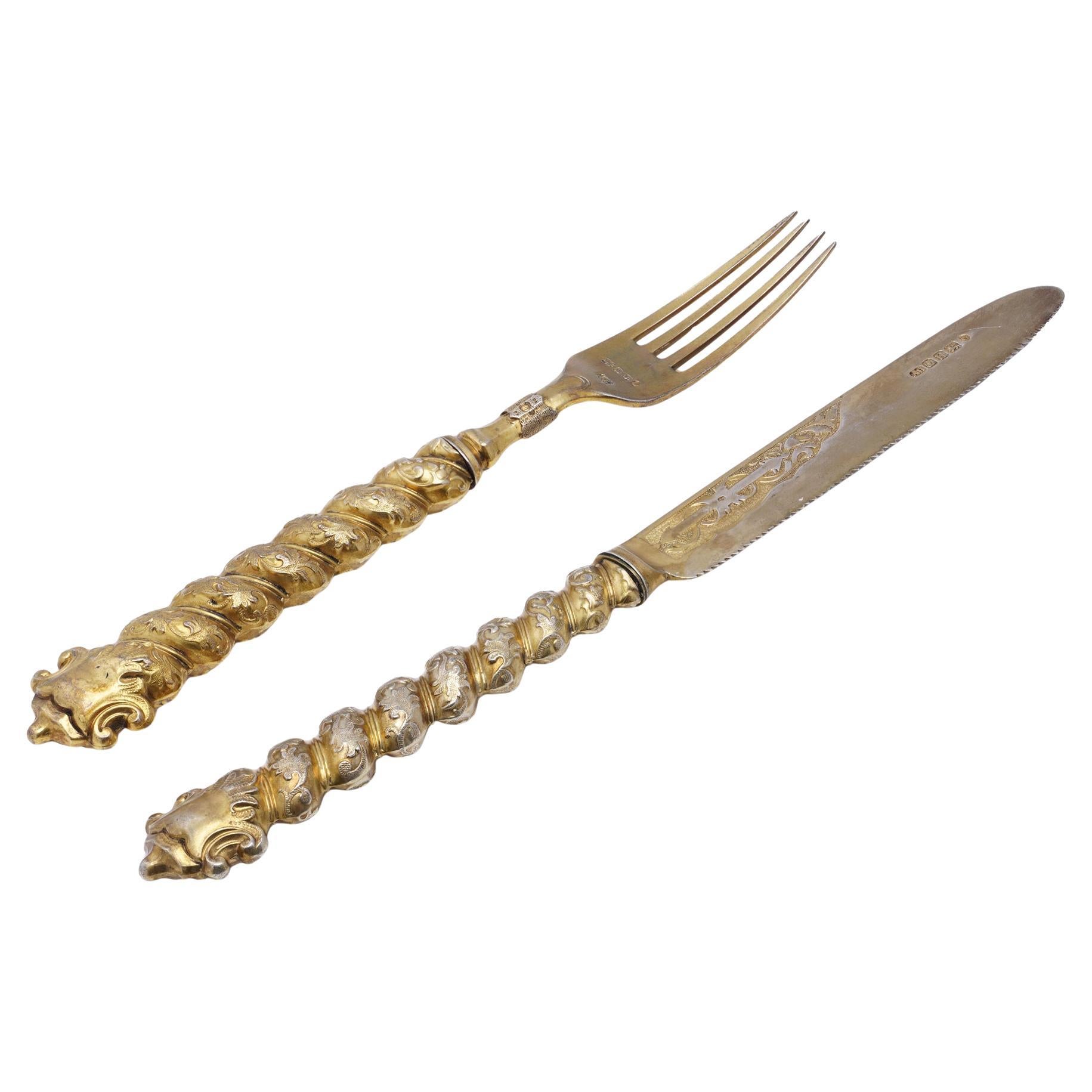 Set di posate d'argento e dorate Aaron Hatfield & Sons in vendita