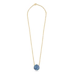 Aaron Henry 18 Karat Yellow Gold Sapphire Cluster Circle Pendant on Chain