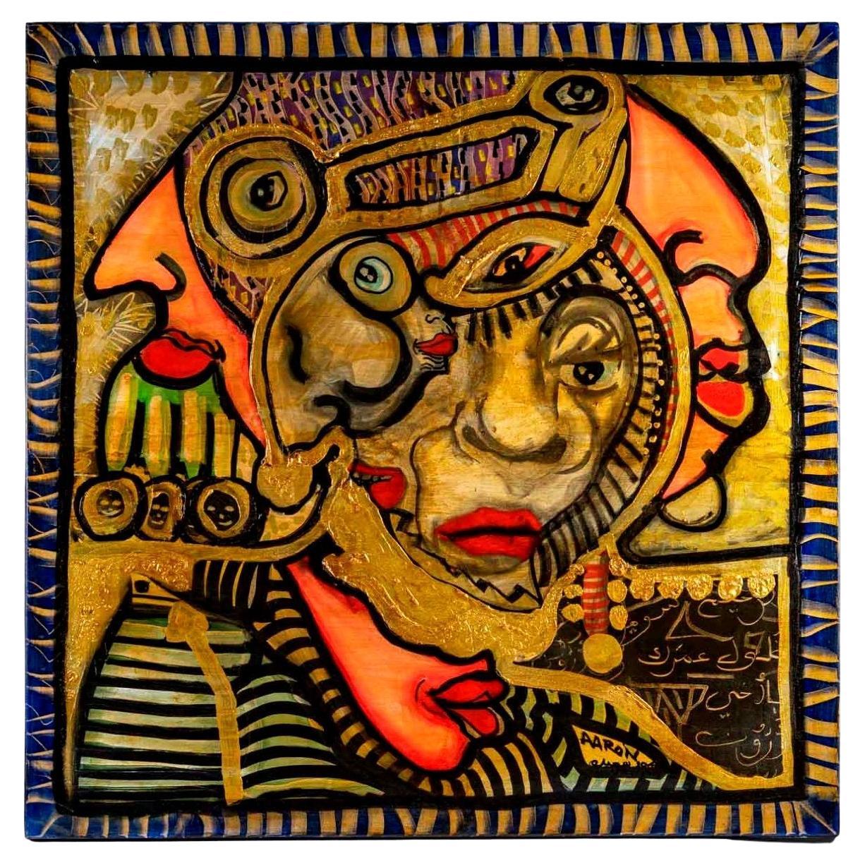 Aaron Hinojosa Canvas, Gold and Humanity, Period, 20th Century, circa 1989 For Sale