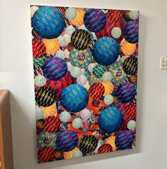 48 x 34 pollici Pittura acrilica astratta su tela, superficie strutturata - Aaron Karp