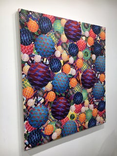 Quadro acrilico astratto dai colori vivaci, 54 x 48 pollici, Flash Spectrum di A Karp