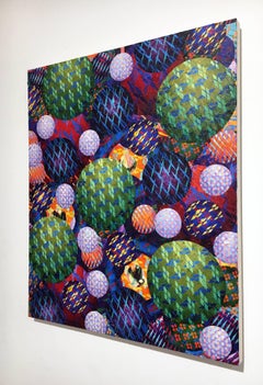 Pintura acrílica de gran textura, Abstracción geométrica, 36 x 30 pulgadas, Aaron Karp