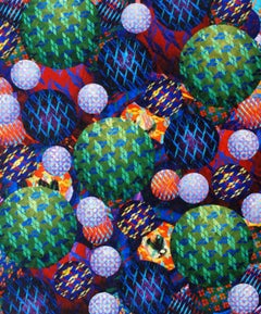 Heavily Textured Acrylic Painting, Geometric Abstraction, Colorful, Canvas