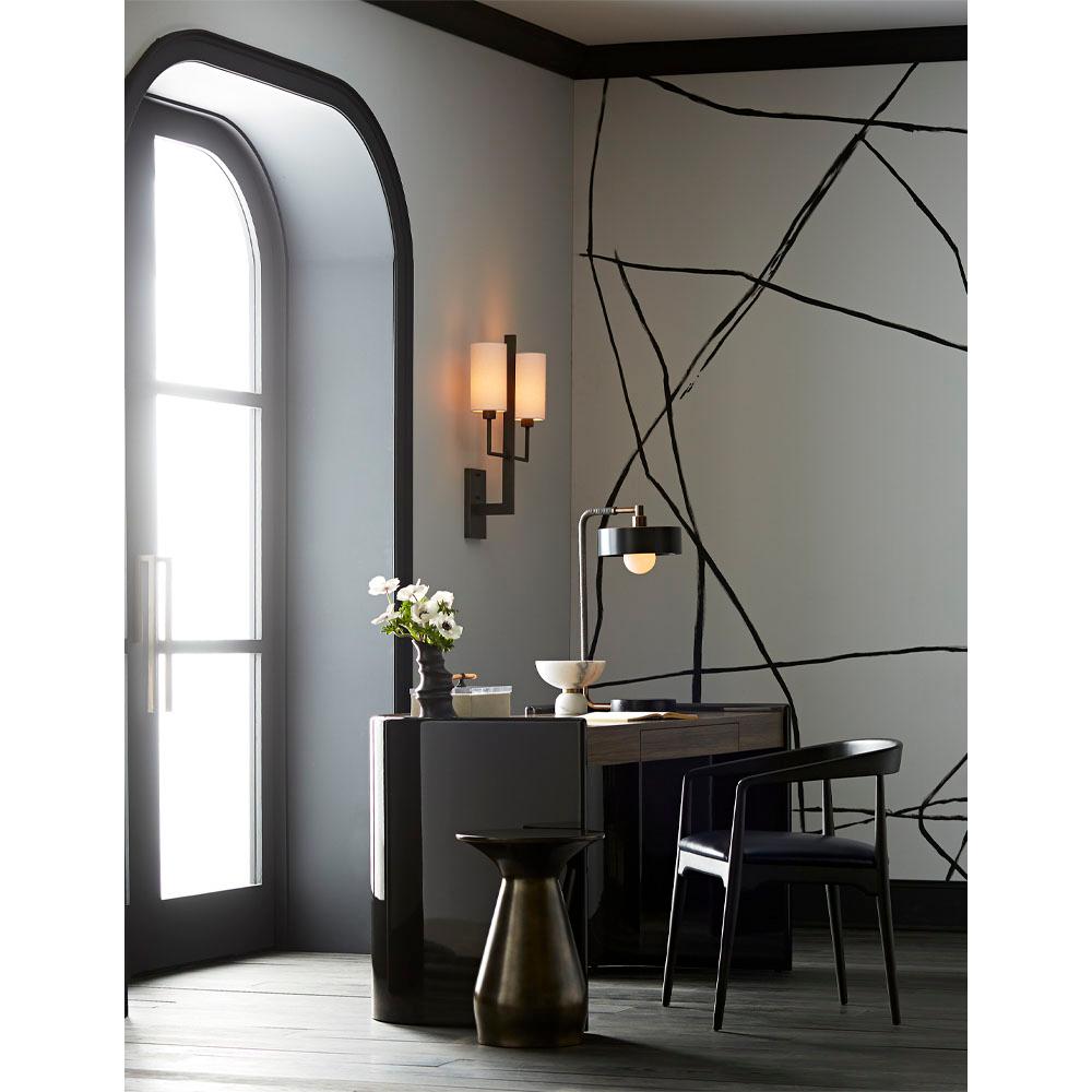 Lampe Aaron 49248-130 - Laiton héritage, cuir graphite, marbre noir en vente 1