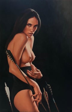 Ritratto figurativo seminudo di donna con Arrow