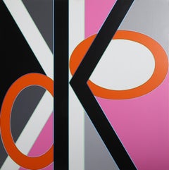 Kook, Signed Geometric Abstract Painting by Aaron Parazette