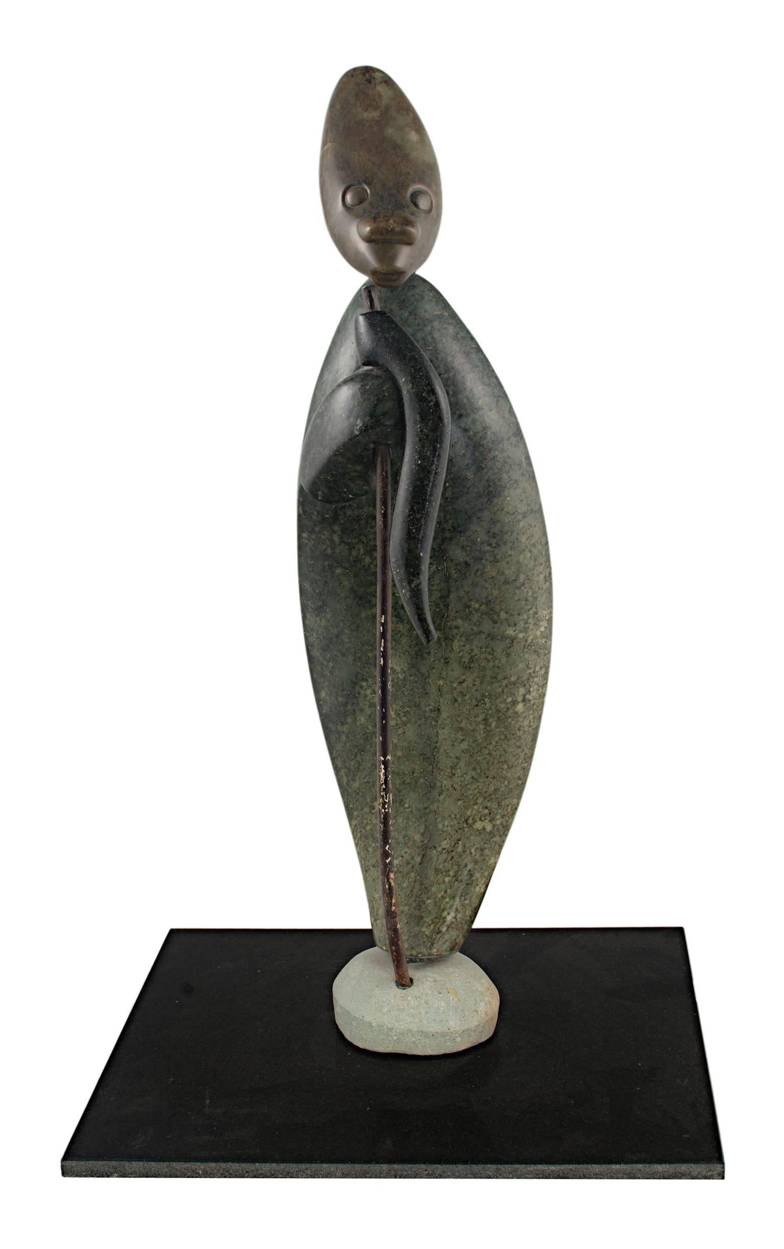 Aaron Perkins Chikumbirike Abstract Sculpture – Abstrakte Figur Contemporary Stone Sculpture Small Modern African Signed Earthy