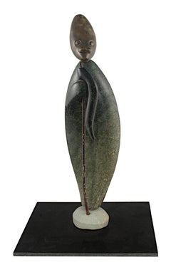 Abstract Figure Contemporary Stone Sculpture Small Modern African Signed Earthy