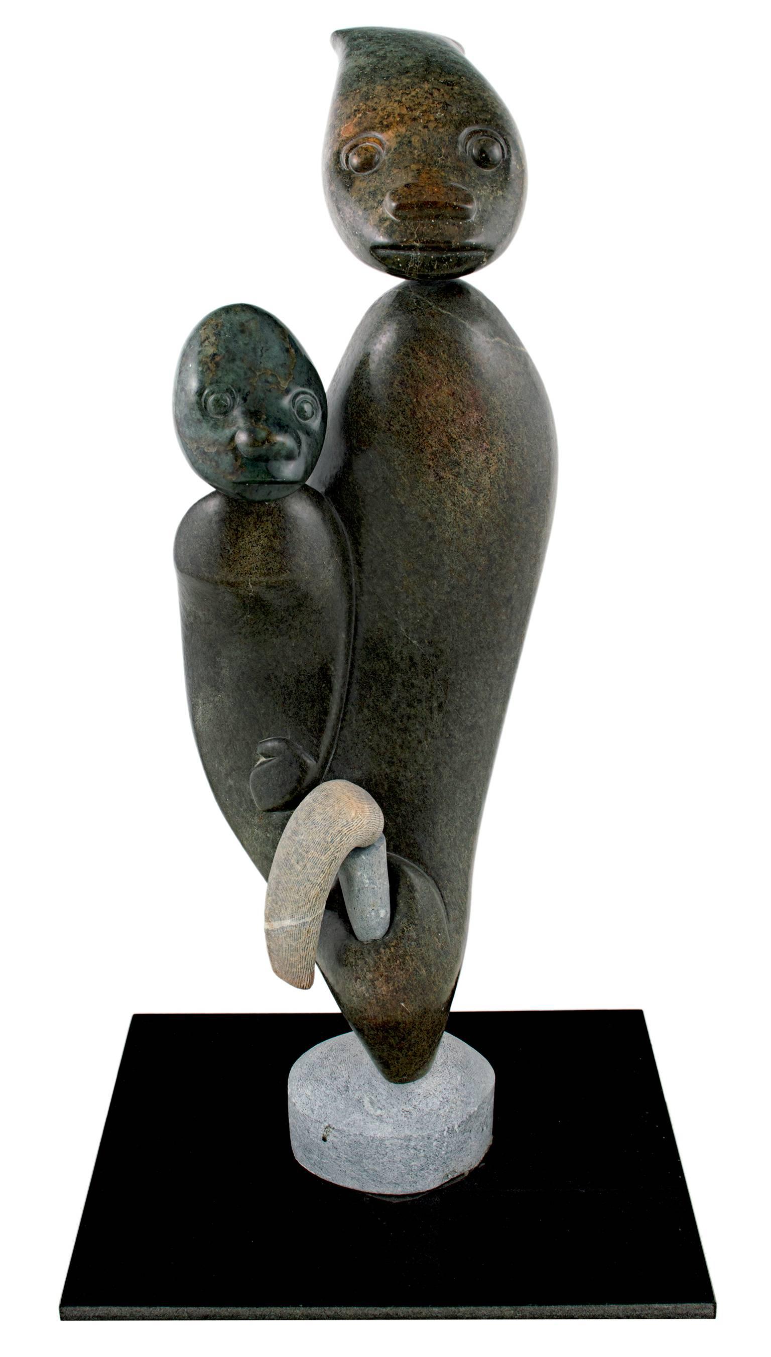 Aaron Perkins Chikumbirike Figurative Sculpture - 'Healing and Diagnosing' original Shona stone sculpture by Aaron P. Chikumbirike