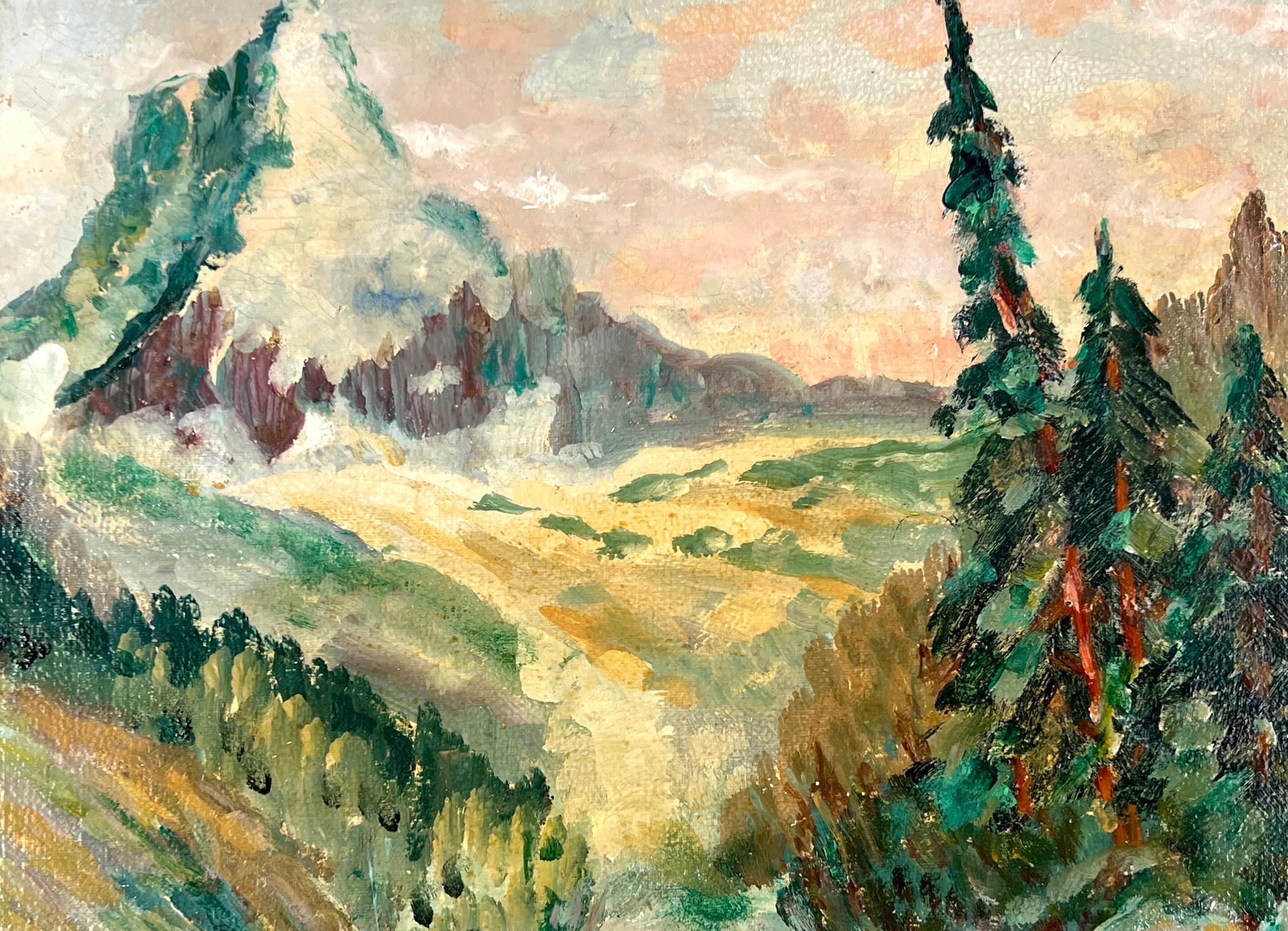 Sierra Peak California Mountain and Stream 1930er Jahre (Amerikanischer Impressionismus), Painting, von Aaron Roberts