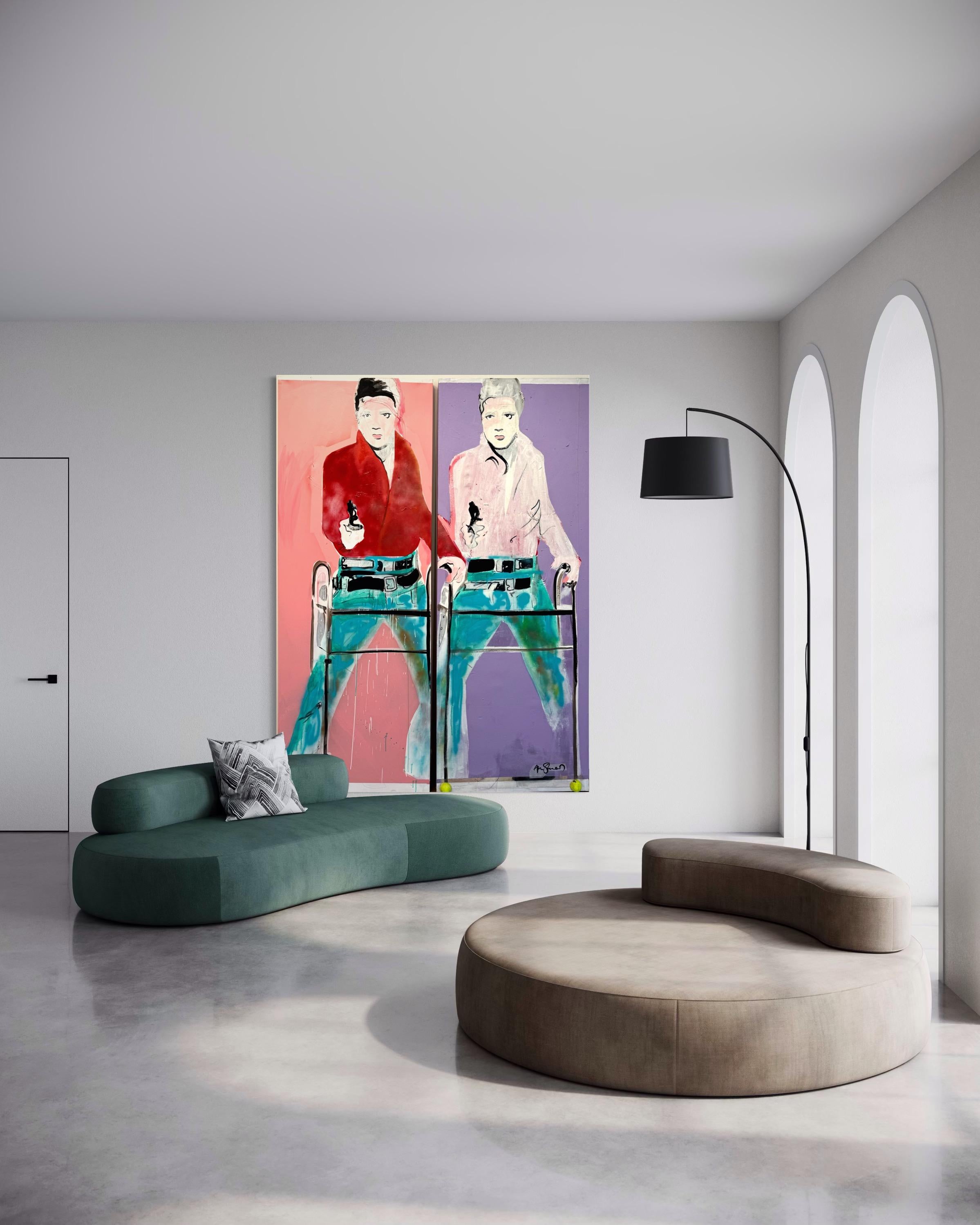 Double Walker Elvis - Pop Art Painting by Aaron Sheppard