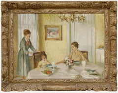 Aaron Shikler (1922-2015) - American School 1959 Oil, At the Lunch Table