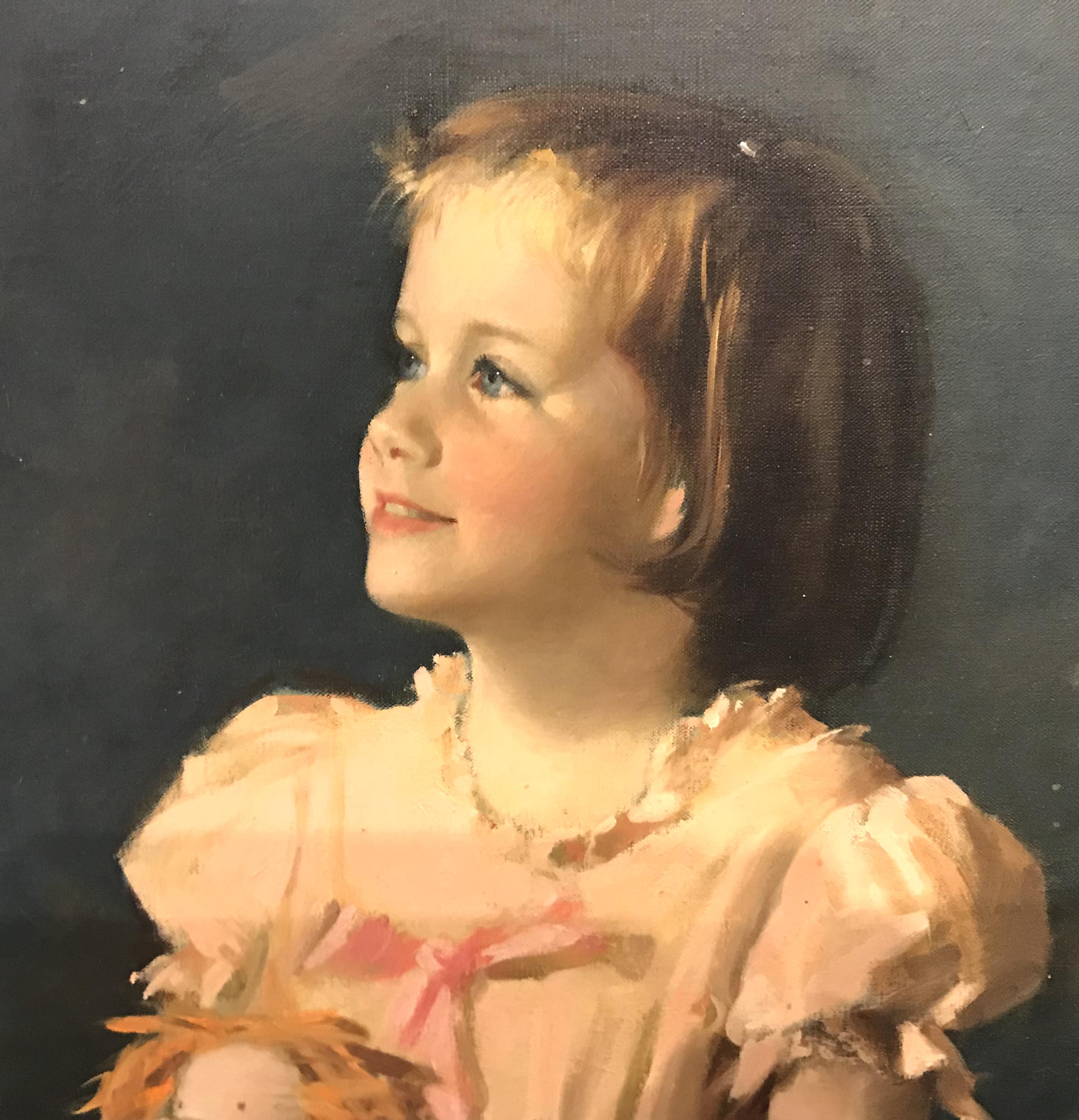 Ein schönes Porträt der 5 Jahre alten Christina Patterson des amerikanischen Künstlers Aaron Abraham Shikler (1922-2015). Shikler wurde in Brooklyn, New York, geboren, studierte an der Tyler School of Art an der Temple University und anschließend in