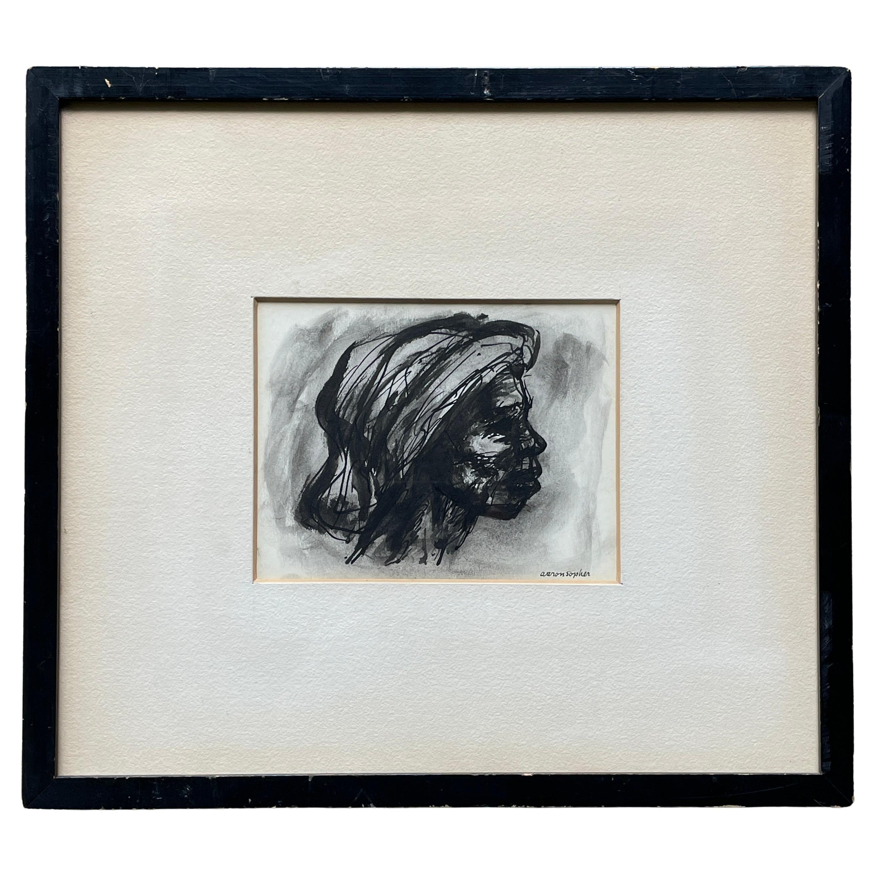 Aaron Sopher Original Kunst der Frau New Yorker 1940er Jahre waschen Aquarell Tinte Zeichnung