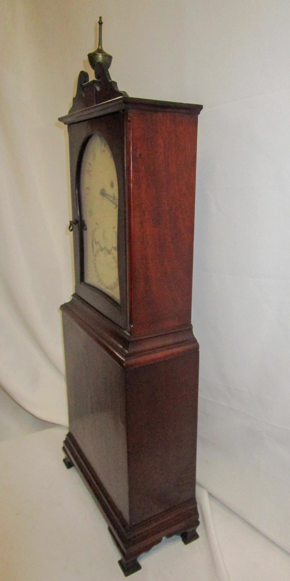 American Aaron Willard Boston Federal Shelf Clock Arched & Inlaid Pediment/ Mahogany Case For Sale