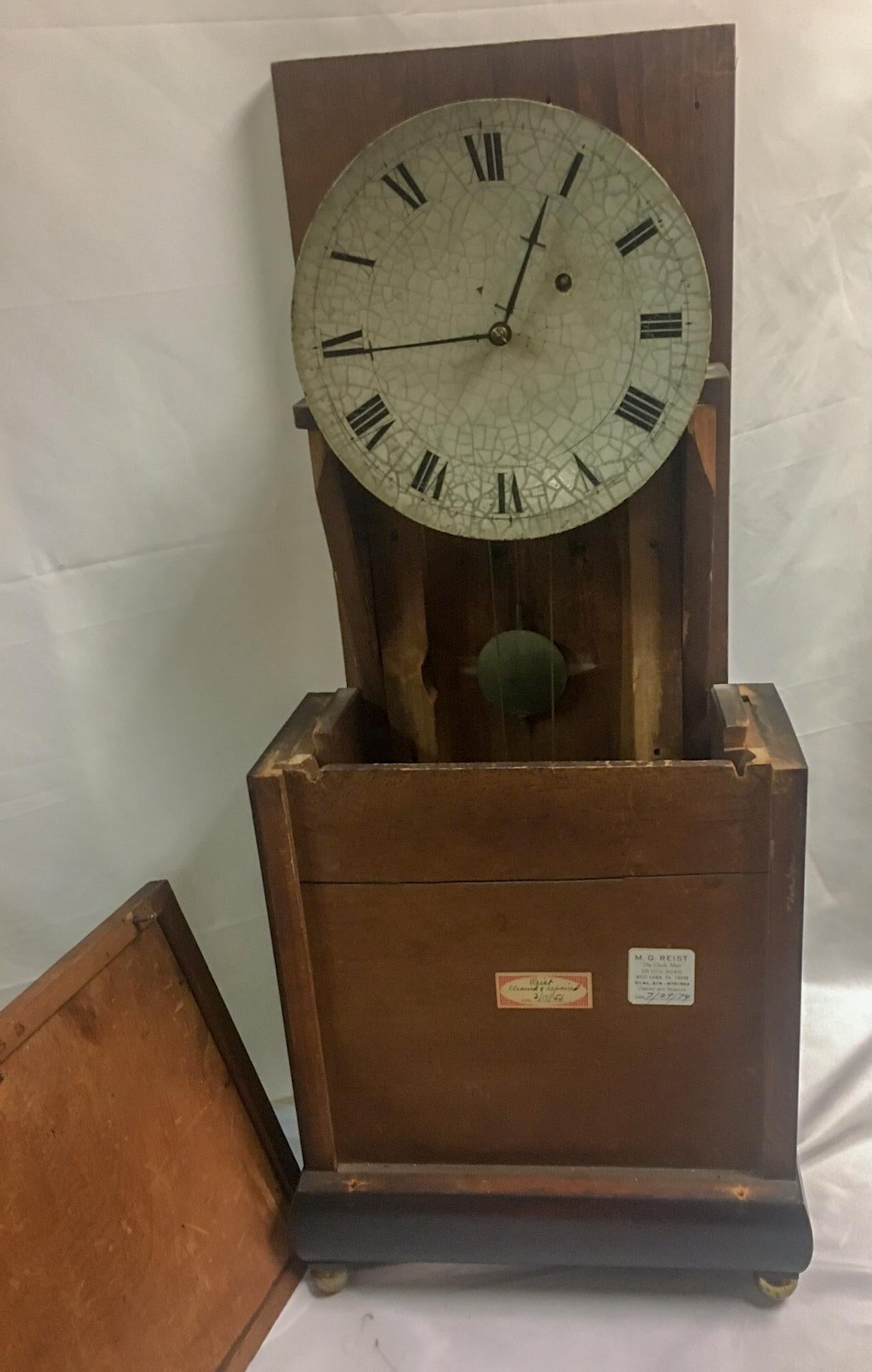 Aaron Willard Boston Mahogany Shelf Clock w/ Eglomisé Painting & Eagle Finial For Sale 2