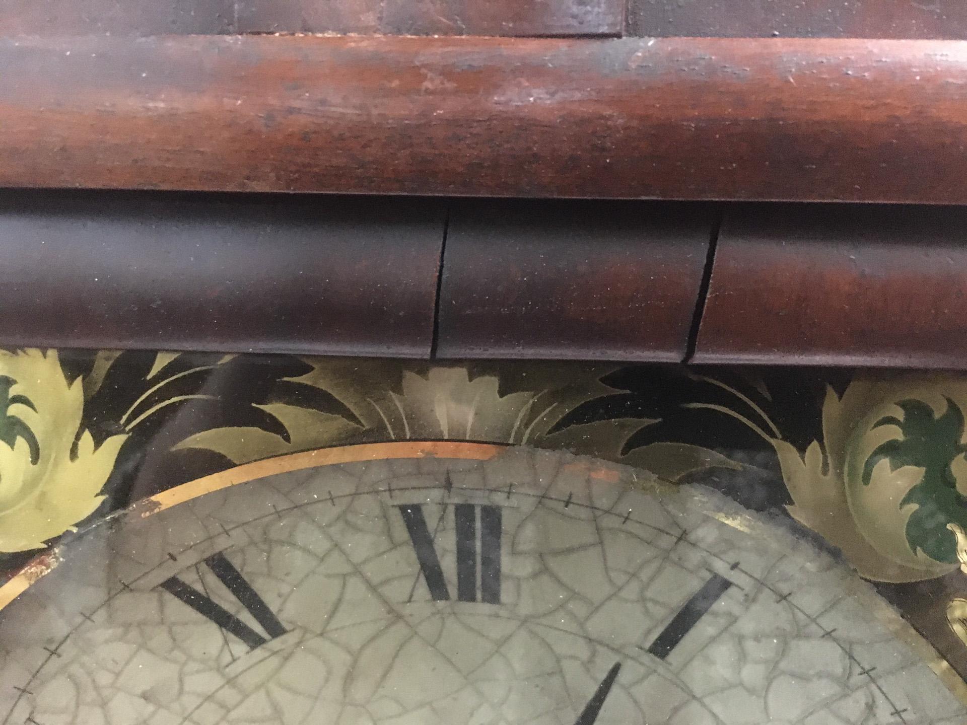 Début du XIXe siècle Aaron Willard Boston Mahogany Shelf Clock w/ Eglomisé Painting & Eagle Finial en vente