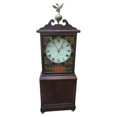 Antique Aaron Willard Boston Mahogany Shelf Clock w/ Eglomisé Painting & Eagle Finial
