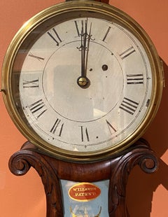Aaron Willard Lyre Clock in Mahogany Case w/ Battling Tall Ships Eglomise Panel